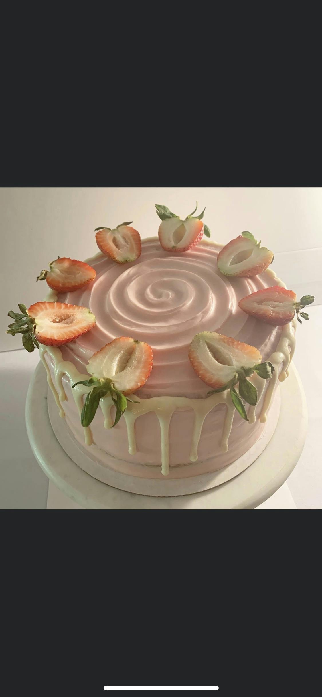 7inch Strawberry cake with cream cheese icing.